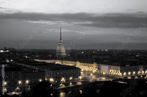 Panorama of Turin. Mole Antonelliana. B&W