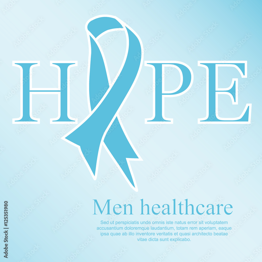Awareness Blue Ribbon. World Prostate Cancer Day concept. Vector Illustration. Men healthcare concept Awareness Blue Ribbon. World Prostate Cancer Day concept. Vector Illustration. Men healthcare concept