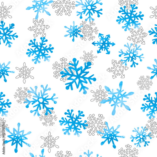 Hand drawn watercolor snowf...