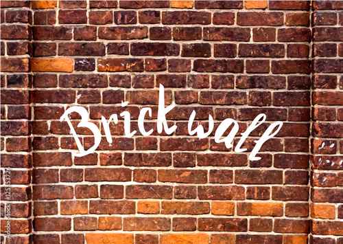 tic shabby red brick wall background with grunge effect. Vector illustration.