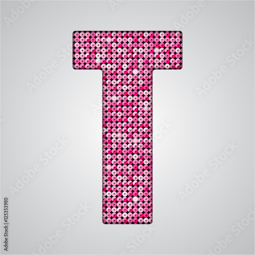Pink sequins sings. Sequins alphabet. Eps 10. 