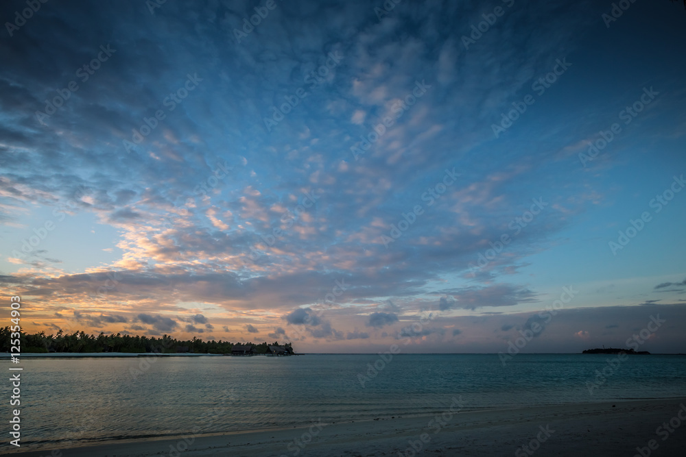Tropical sunset on Maldives