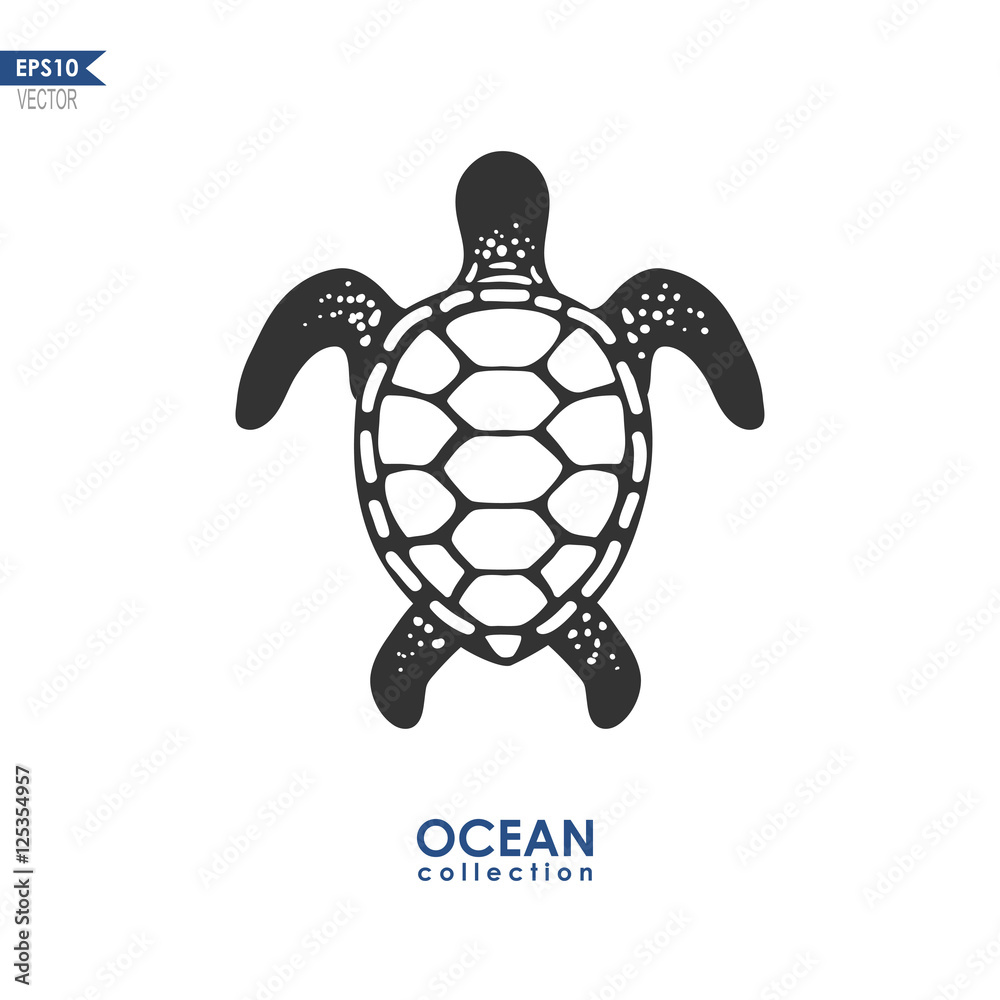Fototapeta premium turtle isolated on white, vector illustration, oceanic turtle silhouette