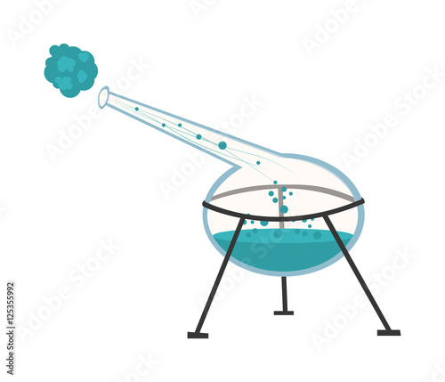 Chemical instruments and equipment. The flask with the reagent for experiments in the style of the cartoon. Vector
