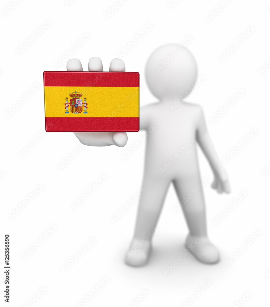 Man and Spanish flag. Image with clipping path Man and Spanish flag. Image with clipping path