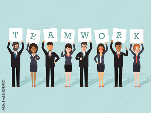Businessman and businesswoman teamwork