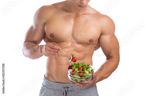 Gesunde Ernährung Salat essen Bodybuilding Bodybuilder Muskeln
