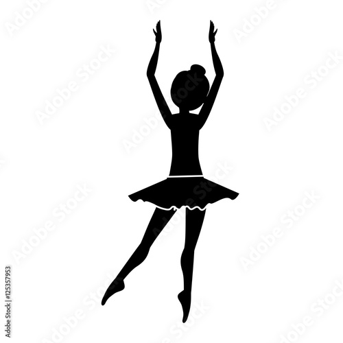 silhouette with dancer clears behind fifth position vector illustration
