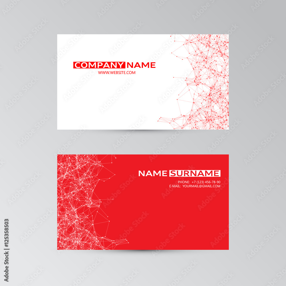 Vector template of business card with abstract elements