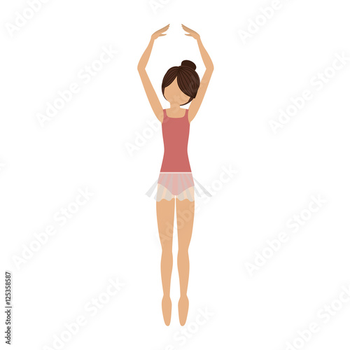 colorful dancer fifth position tiptoes vector illustration