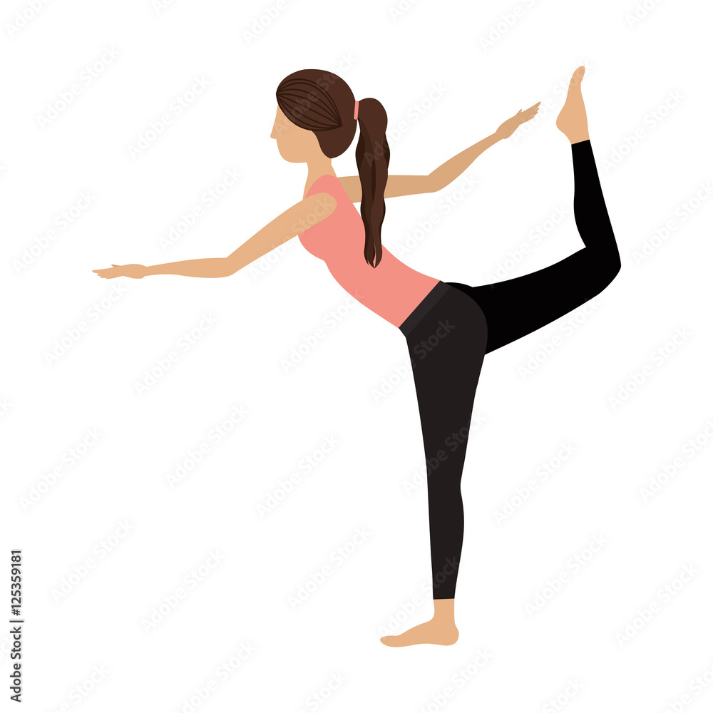 colorful yoga woman lord of the dance pose one vector illustration