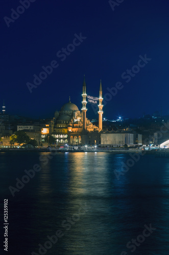 The New Mosque at night during Ramadan 2016 in Istanbul