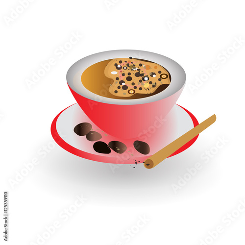 Coffee in red cup isolated on white background