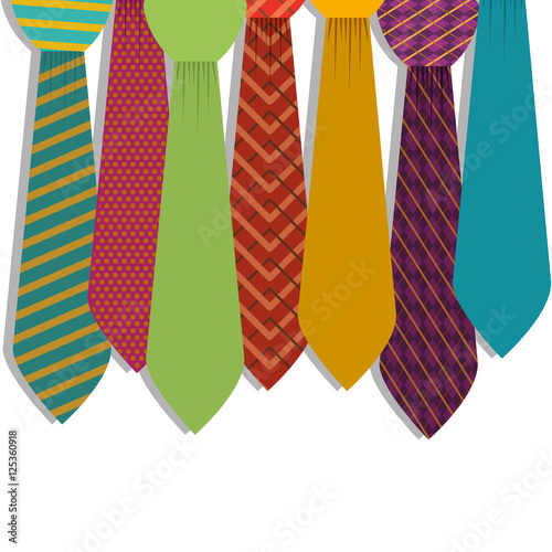 Multiple ties in various colors with figures vector illustration