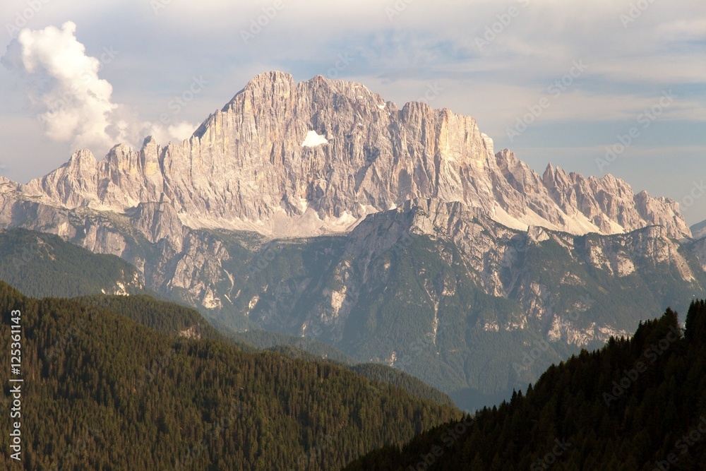 Evening view of Mount Civetta in Italien Dolomites
