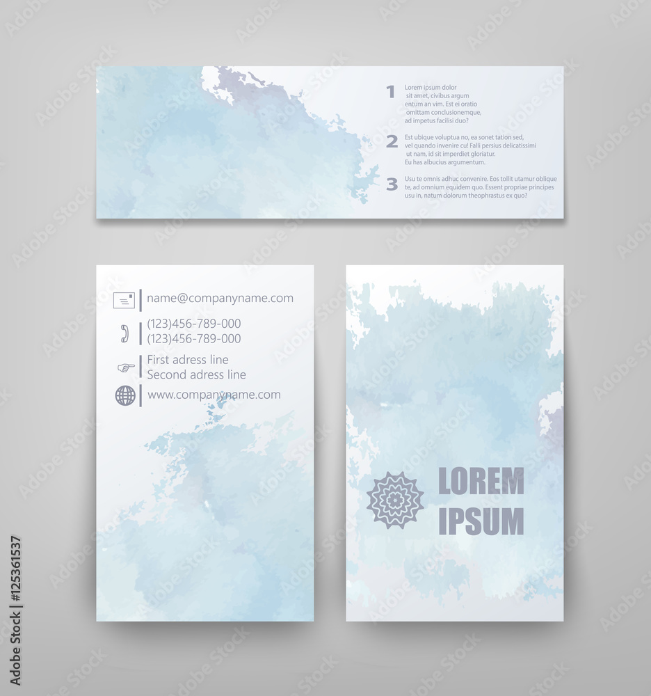 abstract watercolor style brochure design in blue