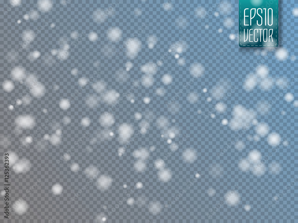 Vector falling snow effect isolated on transparent background with ...