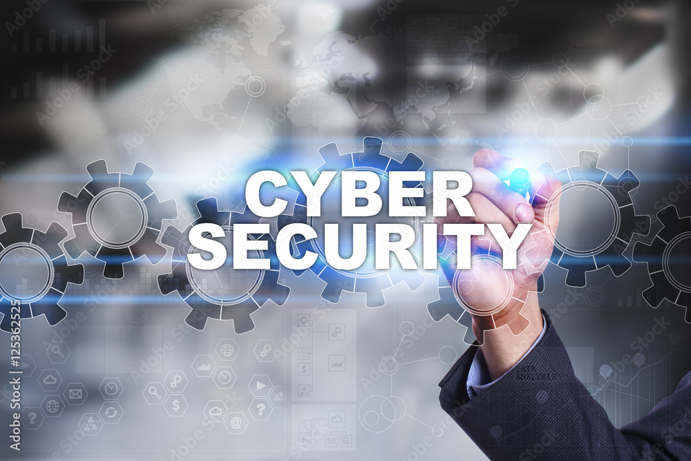 Businessman is drawing on virtual screen. cyber security concept. Businessman is drawing on virtual screen. cyber security concept.