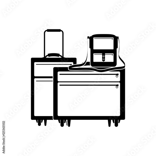 silhouette of baggage and briefcase vector illustration