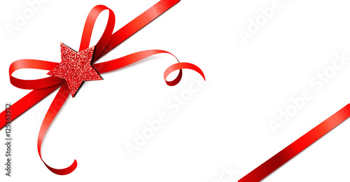 Rote Schleife mit Glitter Stern - Diagonal