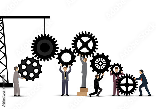 Business People Teamwork - Isolated On White Background. Graphic Design Vector Illustration. For Web, Websites, Print Material, Business Concept