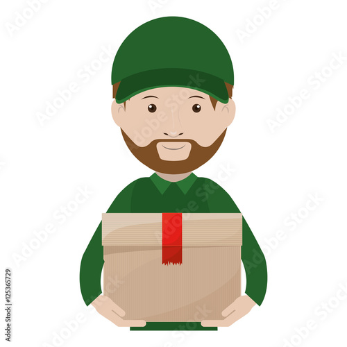 Logistics Assistant with sealed package vector illustration