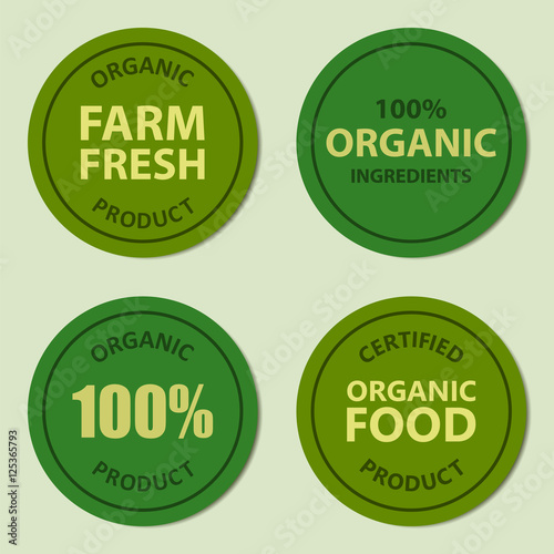 Organic badge and label set vector. Farm fresh, organic food label, badge or stamp.