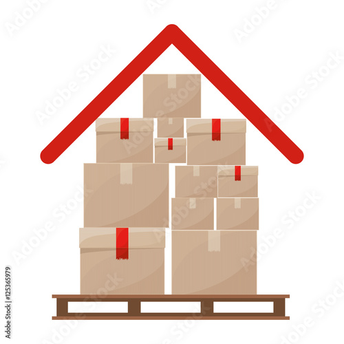 red roof with multiple packages stacked on stowage vector illustration