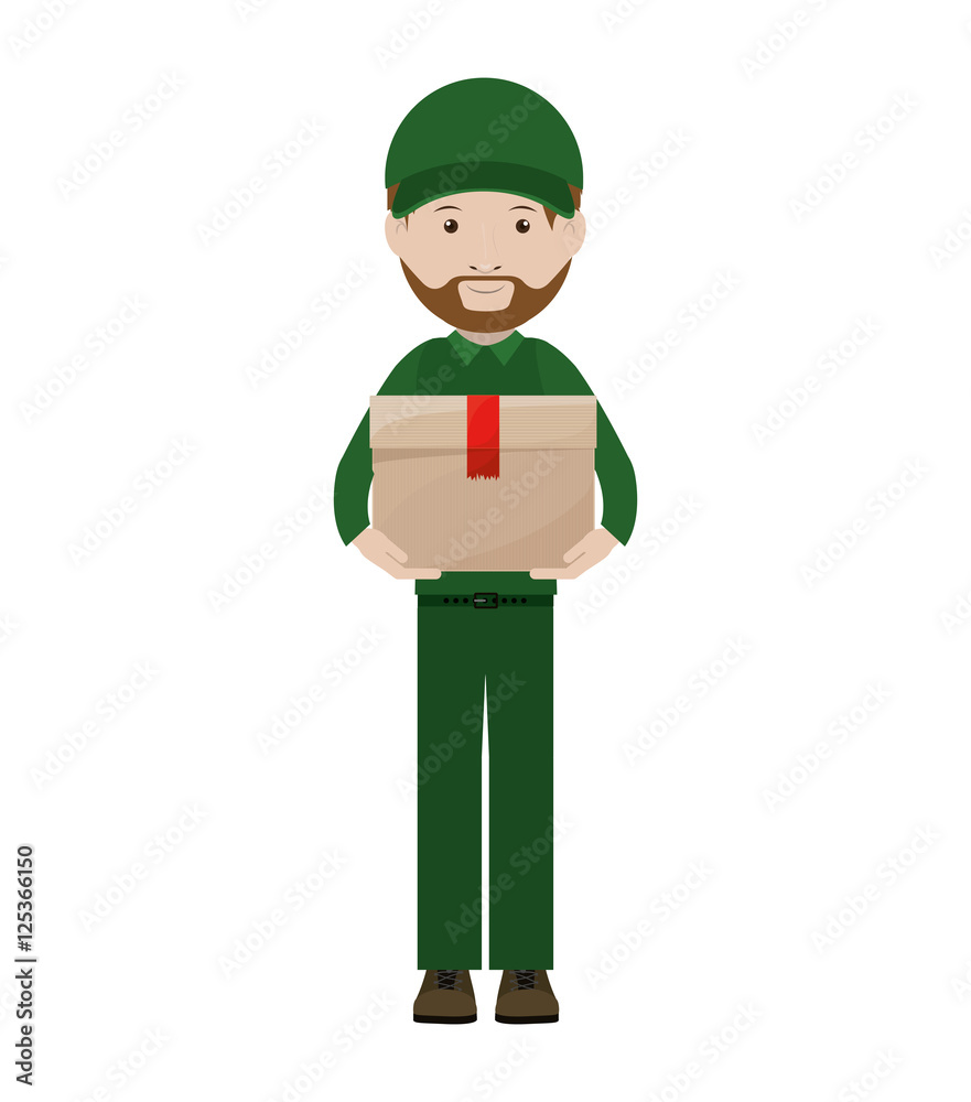 Logistics Assistant with sealed package vector illustration