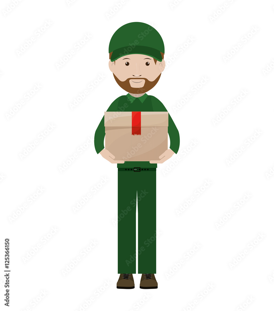 Logistics Assistant with sealed package vector illustration Logistics Assistant with sealed package vector illustration