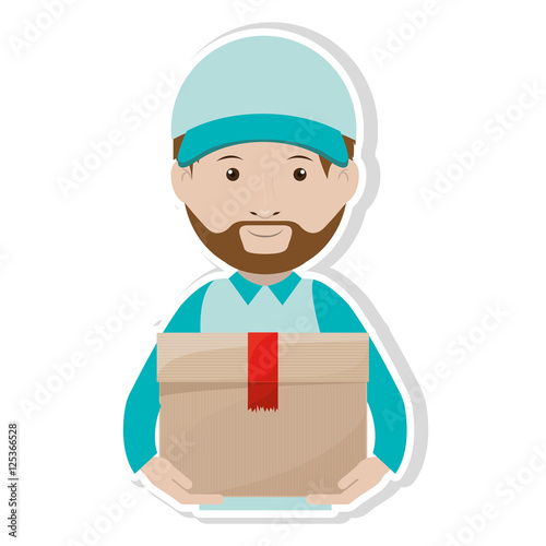 Logistics Assistant with sealed package vector illustration