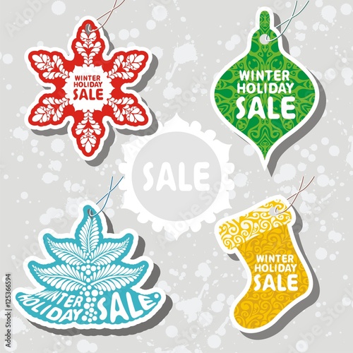 christmas sale design template. New year Sale banners. Vector illustration