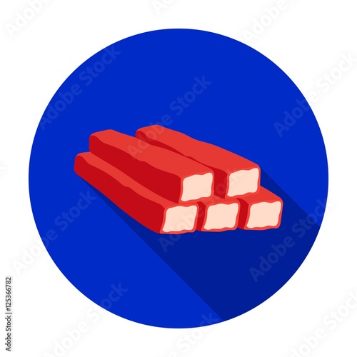 Crab sticks icon in flat style isolated on white background. Meats symbol stock vector illustration