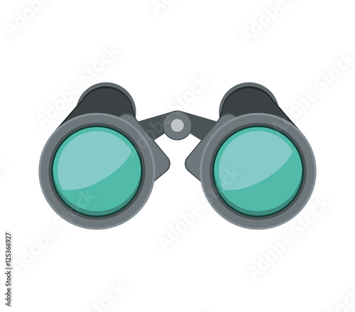 front view binoculars with blue glasses vector illustration