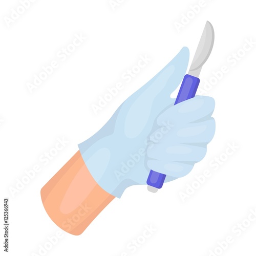 Scalpel icon in cartoon style isolated on white background. Skin care symbol stock vector illustration.