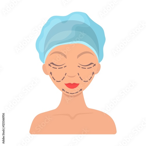 Cosmetic plastic surgery icon in cartoon style isolated on white background. Skin care symbol stock vector illustration.