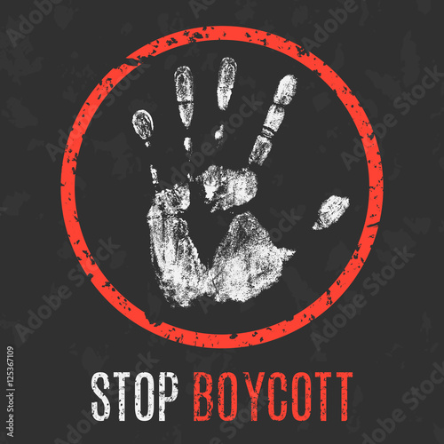 Vector illustration. Social problems of humanity. Stop boycott.