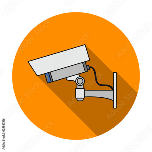 Security camera icon in flat style isolated on white background. Museum symbol stock vector illustration.