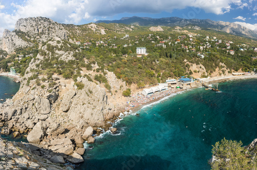 Fototapeta Naklejka Na Ścianę i Meble -  Rocky coast of Simeiz. Crimea, Russia