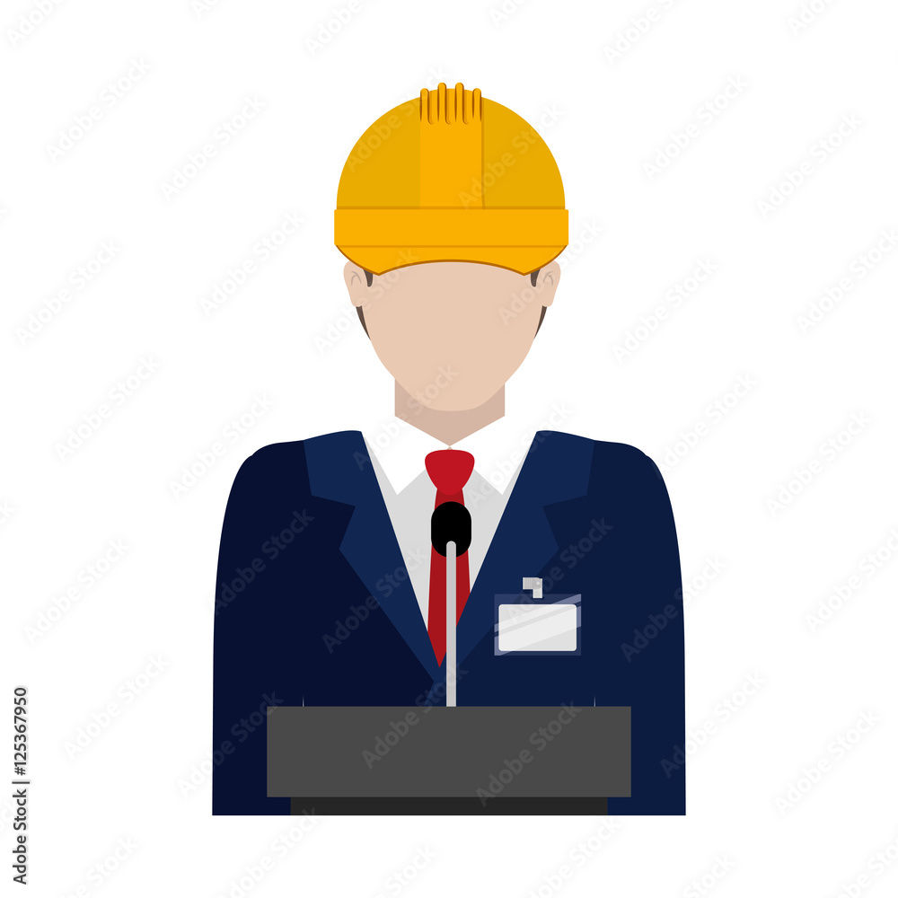 architec in formal wear with microphone vector illustration architec in formal wear with microphone vector illustration