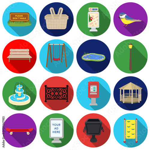 Park set icons in flat style. Big collection of park vector symbol stock illustration