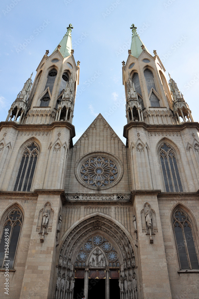 Facade of Metropolitan Cathedral in Sao Paulo