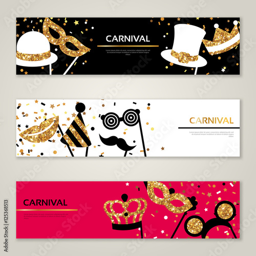 Horizontal Banners with Carnival Masks