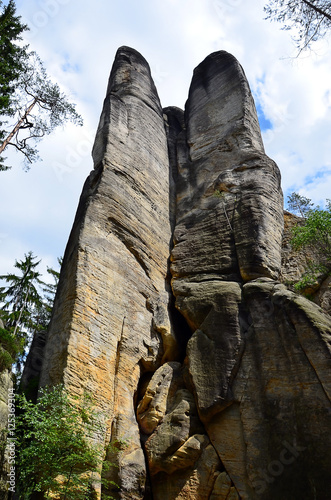 tall high rocks and blue sky in national park vertical photography