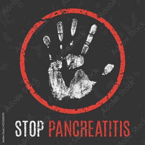 Vector illustration. Human diseases. Stop pancreatitis.