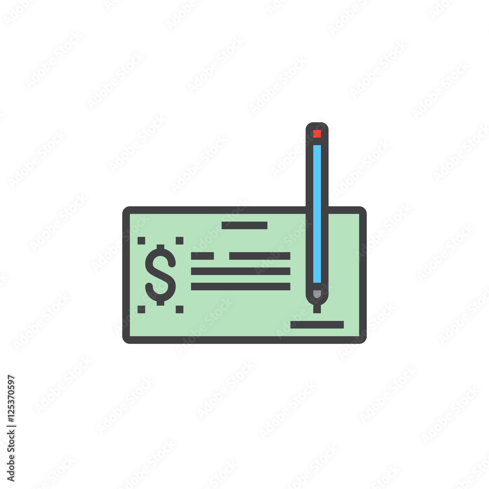 pay check line icon, filled outline vector sign, linear colorful pictogram isolated on white. logo illustration pay check line icon, filled outline vector sign, linear colorful pictogram isolated on white. logo illustration