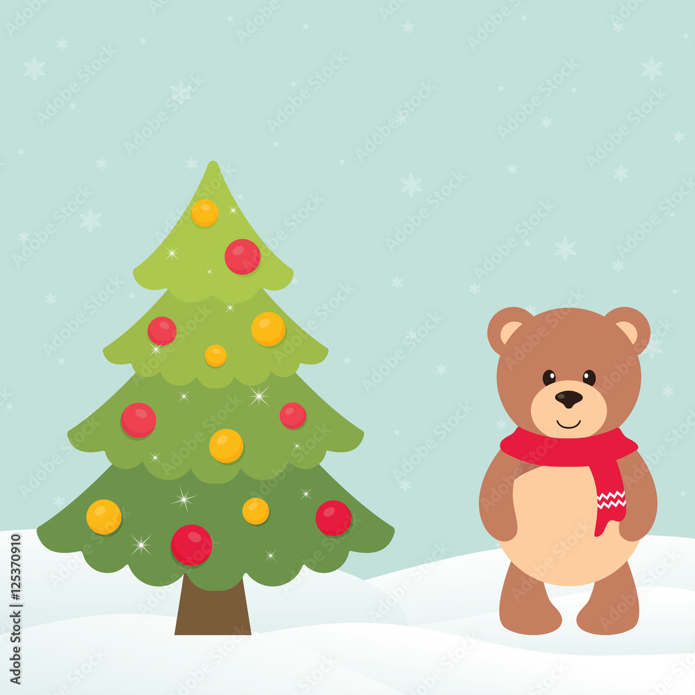 christmas fir tree with winter teddy christmas fir tree with winter teddy