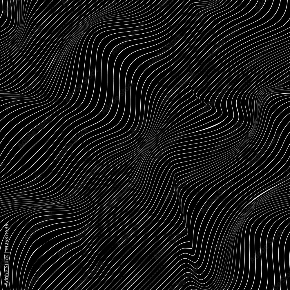 Curved white lines on black background, abstract pattern