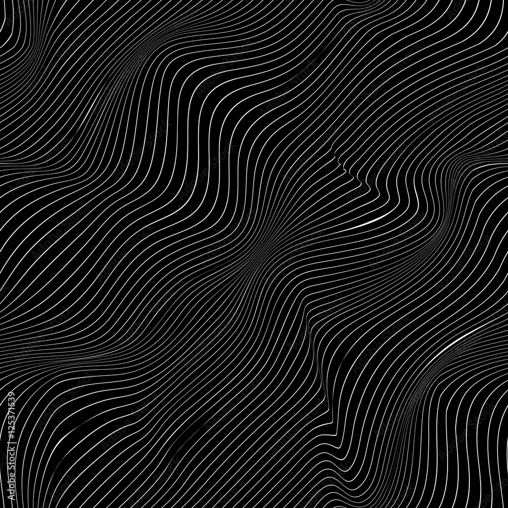 Curved white lines on black background, abstract pattern Curved white lines on black background, abstract pattern
