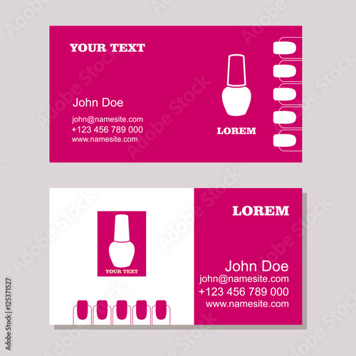Manicure salon business card design templates set